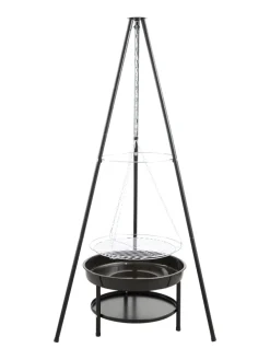 Bålpanne tripod med bålfat og rist - Grillexpert