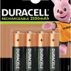 Duracell oppladbare batterier AA 4-pk.