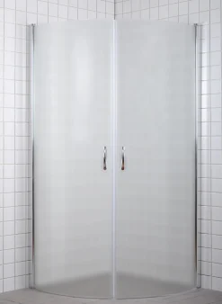 Dusjhjørne m/buede dører i frostet glass 90 x 90 x 190 cm