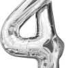 Folieballong nummer 4 H60 cm sølv