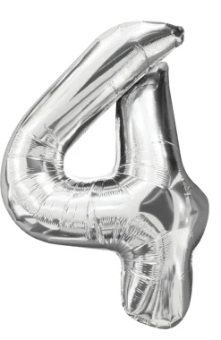 Folieballong nummer 4 H60 cm sølv