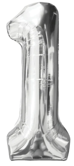 Folieballong nummer 1 H60 cm sølv