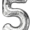 Folieballong nummer 5 H60 cm sølv