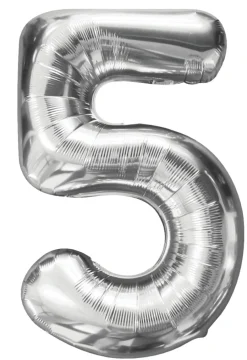 Folieballong nummer 5 H60 cm sølv
