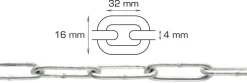 Galvanisert kjetting langlenket Ø4 mm x 2 meter
