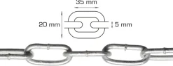Galvanisert kjetting langlenket Ø5 mm x 5 meter