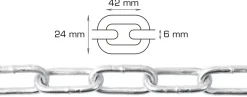 Galvanisert kjetting langlenket Ø6 mm x 2 meter