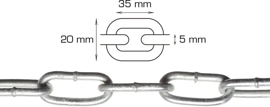 Galvanisert kjetting langleddet Ø5 mm x 2 meter