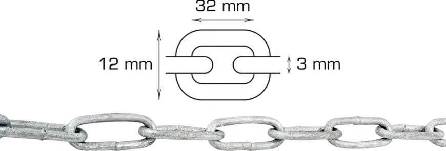 Galvanisert kjetting langlenket Ø3 mm x 2 meter
