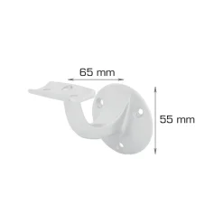 Gelenderbeslag 65 x 55 mm hvit