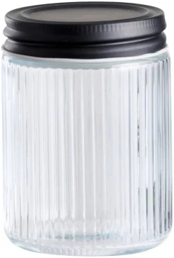 Glasskrukke riflet m/skrulokk 0,25 liter - DAY