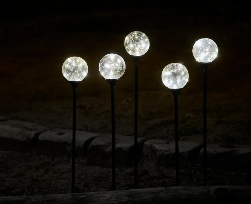 Glasskuler på spyd 50 LED 5-pk.