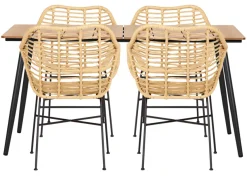 Hagebord Beijing svart/teak 148 x 85 cm - Sunlife®