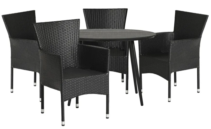 Hagebord Madrid svart Ø110 cm - Sunlife®