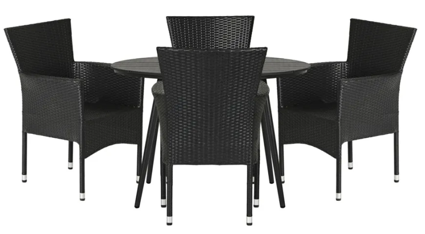 Hagebord Madrid svart Ø110 cm - Sunlife®