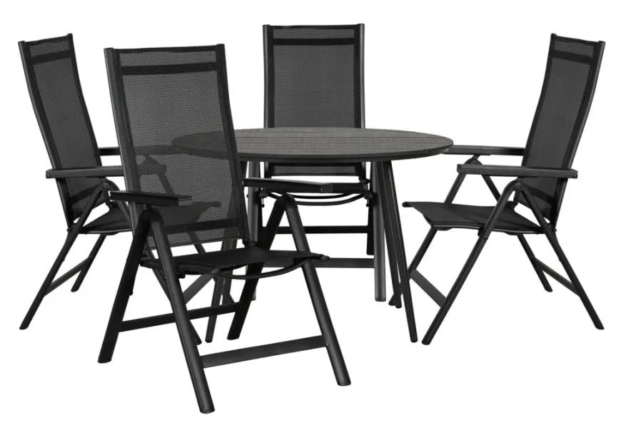 Hagebord Madrid svart Ø110 cm - Sunlife®