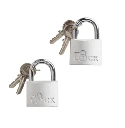 Hengelås m/to nøkler 40 mm aluminium - 2-pk.