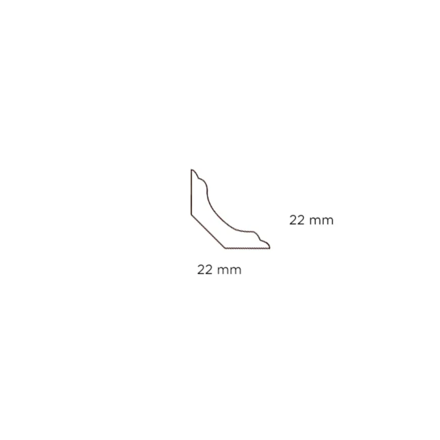 Hulkillist almue plast hvit – 22 x 22 x 3000 mm