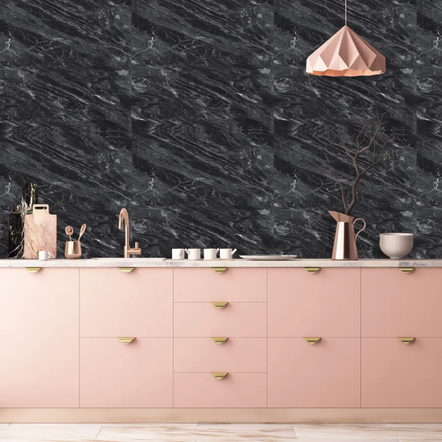 Kitchenline Kjøkkenplate Marmor Black 610 x 610 mm