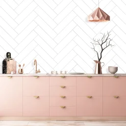 Kitchenline Kjøkkenplate White Herringbone 610 x 610 mm
