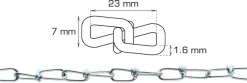 Kjetting Ø1,6 mm x 2 meter