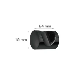 Knott sylinder 19 mm svart - 2 stk.