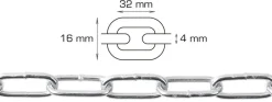 Langlenket kjetting 4 mm x 5 meter