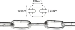 Langlenket kjetting 3 mm x 2 meter