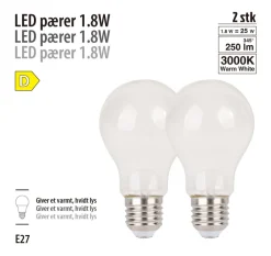LED-filamentpærer 1,8 W E27 - 2-pk.