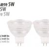 LED-spotpære 5 W GU5,3 - 2-pk.