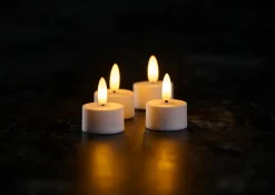 LED-telys m/3D flamme 4 stk.