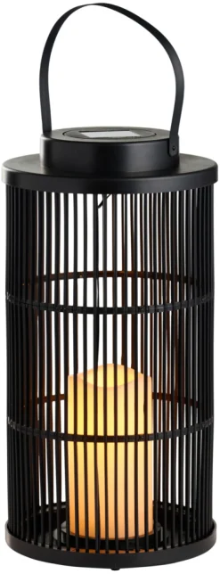 Lykt med solcelle svart 18 x 18 x 36 cm - Garden®