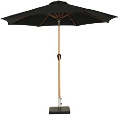 Markedsparasoll Stockholm Ø300 cm svart/teak - Sunlife®