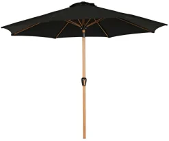 Markedsparasoll Stockholm Ø300 cm svart/teak - Sunlife®