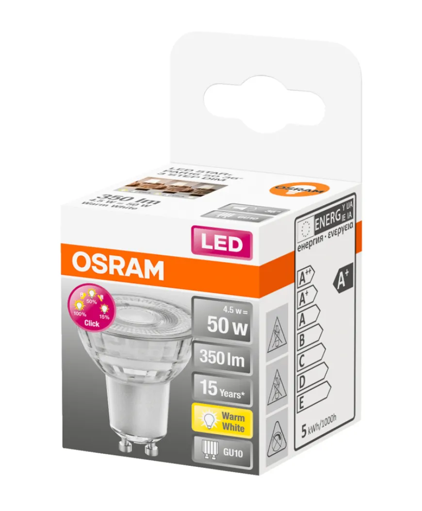 Osram LED Star+ PAR16 dimbar 4,5 W GU10