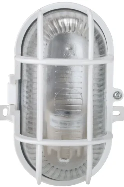 Oval vegglampe hvit