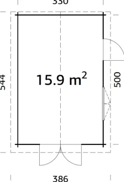 Palmako garasje Tony 15,9 m² 350 x 520 cm