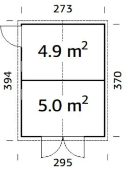 Palmako redskapsbod Aksel 3 - 9,9 m² 273 x 370 cm