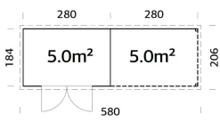 Palmako redskapsbod m/pergola Alma 560 x 184 cm
