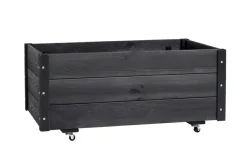Plantekasse på hjul svart 94 x 54 x 45 cm