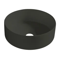 Rund servant i porselen frittstående/toppmontert svart Ø36 cm
