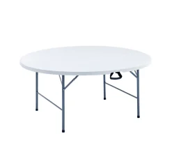 Sammenleggbart bord Ø160 cm plast/stål hvit – Sunlife®