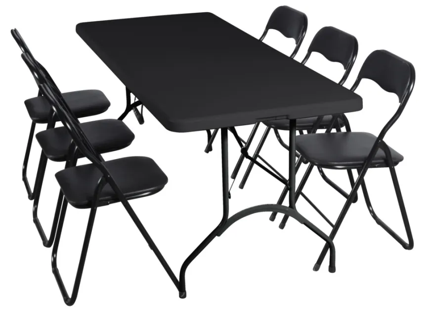 Sammenleggbart bord metall/plast 180 x 75 cm svart