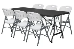 Sammenleggbart bord metall/plast 180 x 75 cm svart