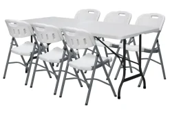 Sammenleggbart bord stål/plast 180 x 75 cm hvit