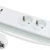 Skjøteledning 3-veis m/USB 1,4 meter