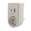 Stikkontaktadapter schuko m/USB & mobilholder