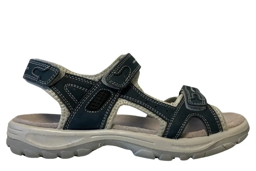 Trekkingsandaler dame i denimfarget skinn str. 40