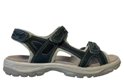 Trekkingsandaler dame i denimfarget skinn str. 38