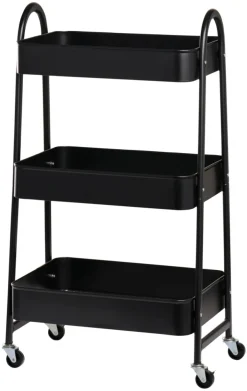 Trillebord med 3 hyller svart 44 x 30 x 79 cm - DAY